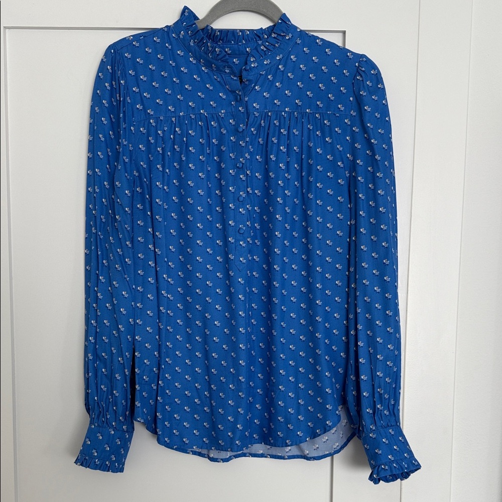 Vineyard Vines Blue Floral Silk Blouse